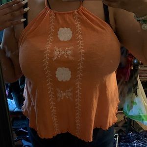 crop top open back halter